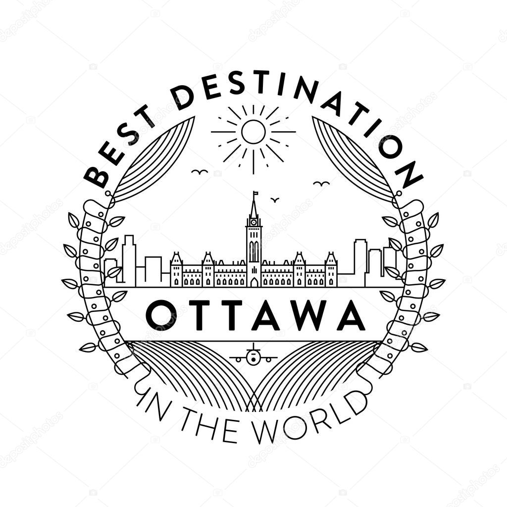 linear badge with typographic design, city emblem of Ottawa