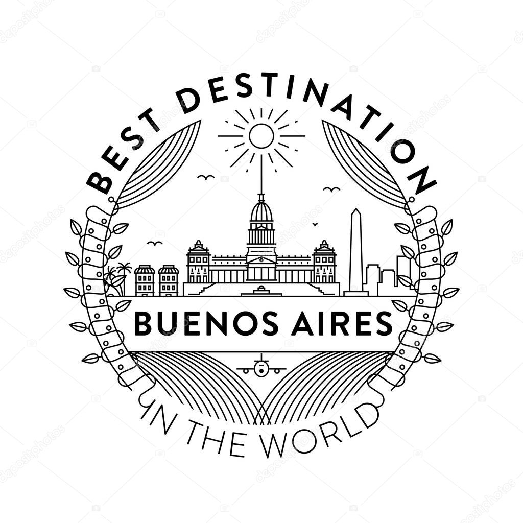 linear badge with typographic design, city emblem of Buenos Aires