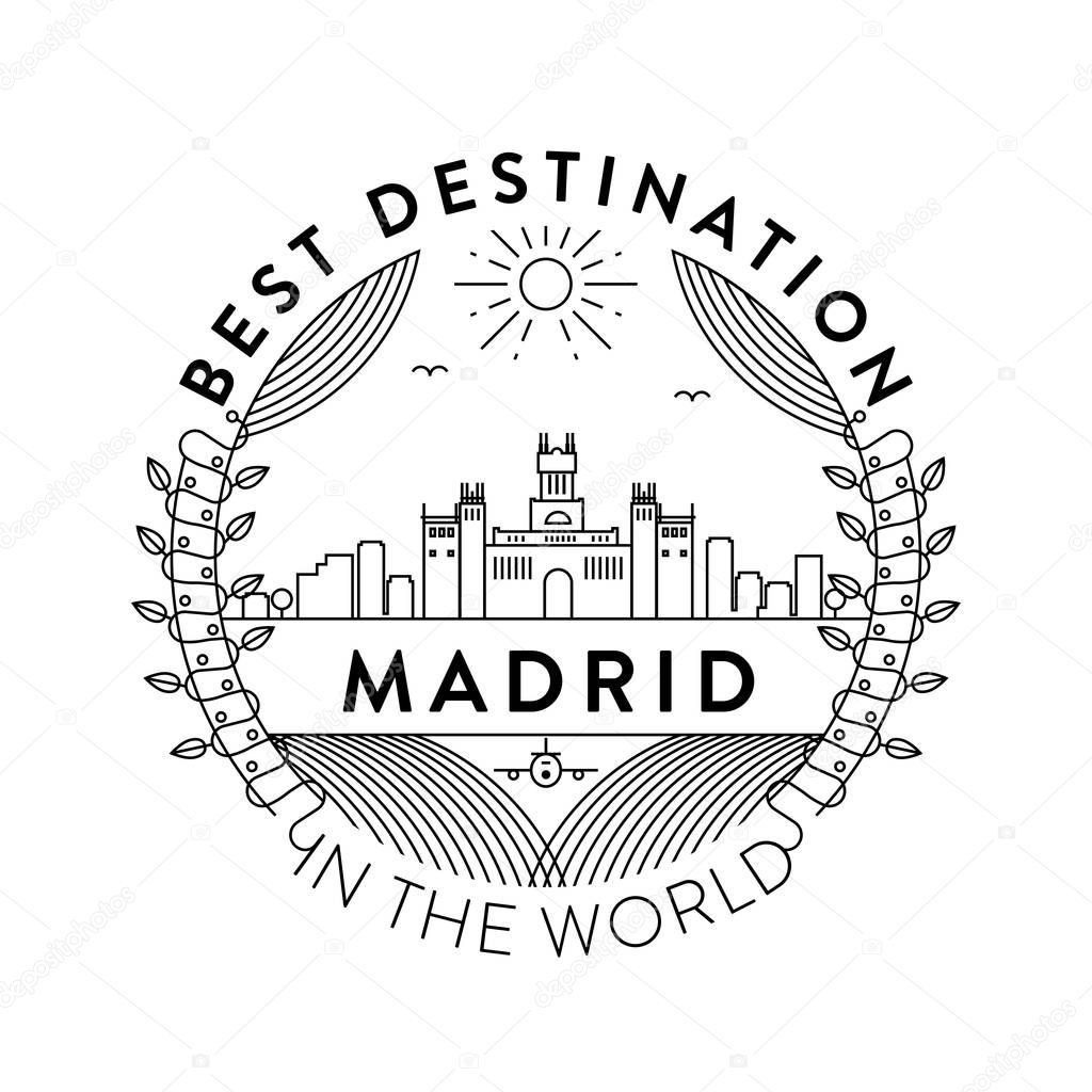 linear badge with typographic design, city emblem of Madrid