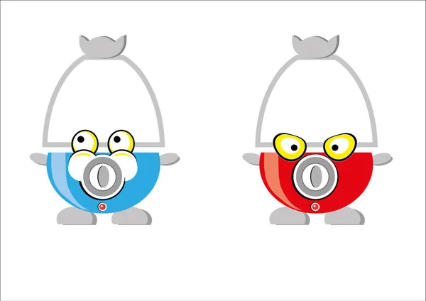 Patlamış mısır başına Macchine, bunu izole et. Su sfondo bianco, una rossa con sguardo arrabbiato, una azzurra nondifferente