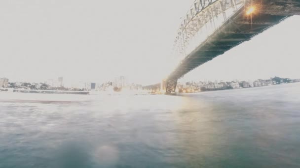 Sydney Harbour Bridge Dzień Nocy Upływ Czasu Luna Park Skyline — Wideo stockowe