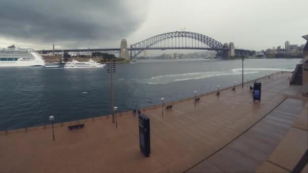 Sydney Harbour Bridge Time Lapse Skyline Cloudscape Tiro Sydney Opera — Vídeo de Stock