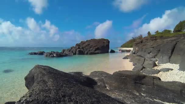 Naturskön Utomhus 180 Graders Panoramautsikt Över Fiskarnas Fiske Aitutaki Lagoon — Stockvideo