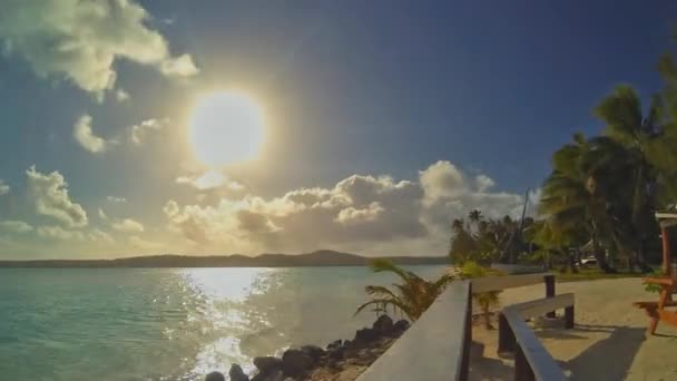 Scenic Outdoor 180 Degree Panoramique Time Lapse Vue Pêcheur Aitutaki — Video