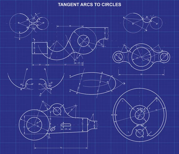 Tangent Arcs Circles Technic Background — Stock Vector