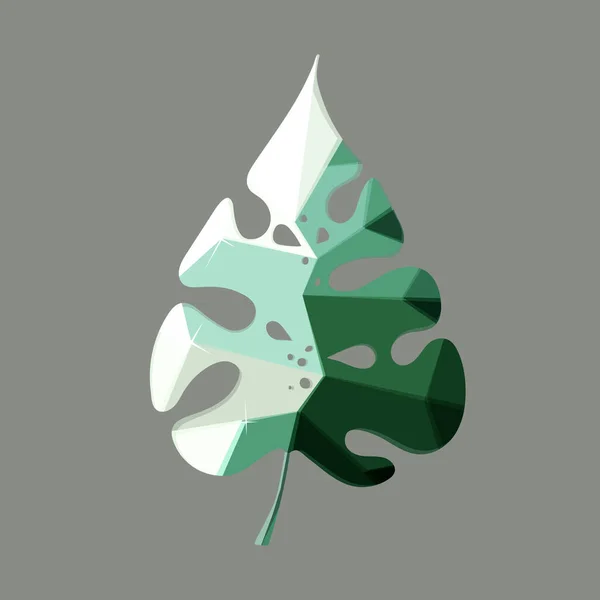 Isolar folha verde poligonal de Monstera deliciosa — Vetor de Stock