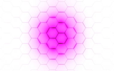 Altıgen modern arka planda pembe Led Işık 3d illüstrasyon 