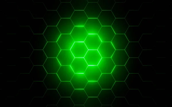 Ilustração Luz Led Verde Fundo Moderno Hexagonal — Fotografia de Stock