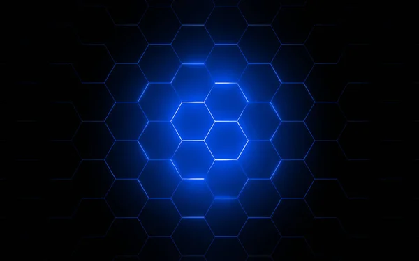 Illustration Lumière Led Bleue Arrière Plan Moderne Hexagonal — Photo