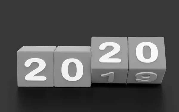 2020 New Year Change Turn 2020 Start 2019 End Dice — Stock Photo, Image