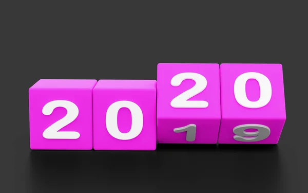 2020 Mudança Ano Novo Virar 2020 Início 2019 Fim Dados — Fotografia de Stock