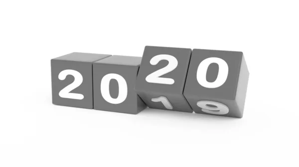 2020 Новый Год Изменение Поворот 2020 Начало 2019 Конец Диск Лицензионные Стоковые Изображения