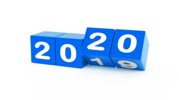 2020 Новый Год Изменение Поворот 2020 Начало 2019 Конец Диск Стоковое Изображение