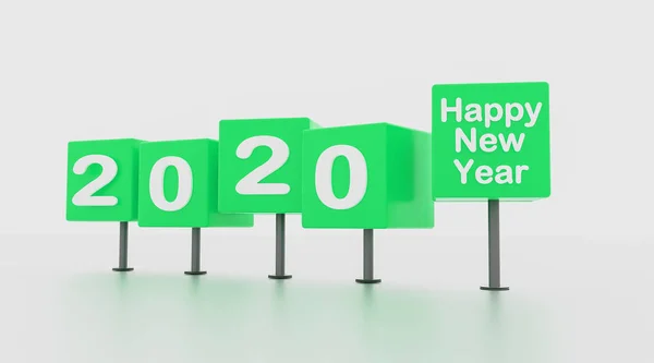 2020 новый год цветной куб с пьедесталом на изолированной белой спине Лицензионные Стоковые Фото