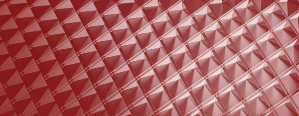 3d ILLUSTRATION, of abstract FUTURISTIC Background, RED METAL MESH DESIGN texture, wide panoramic for wallpaper