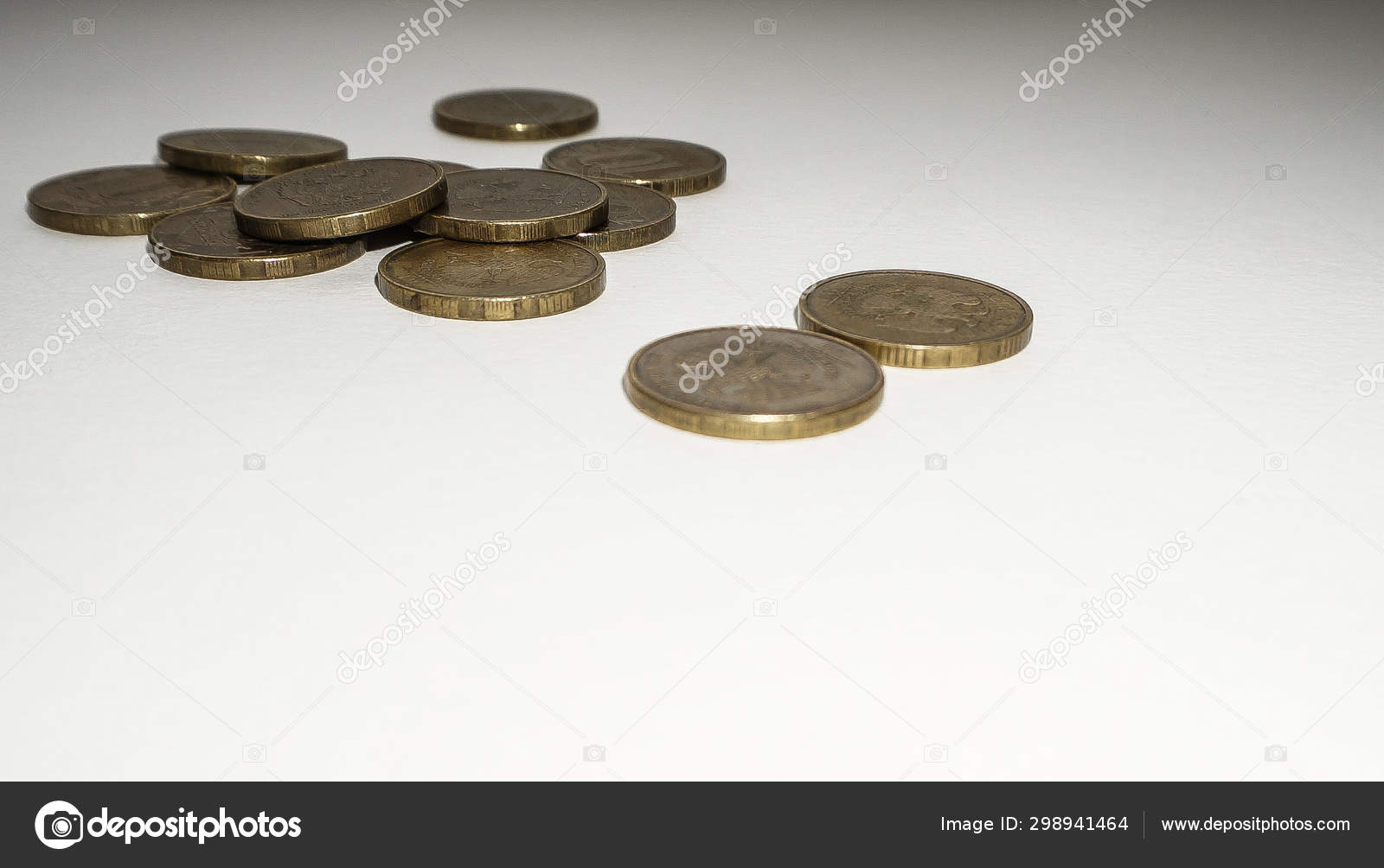 Yellow Metal Coins Lying Table Stock Photo by ©ok.kolobok 298941464