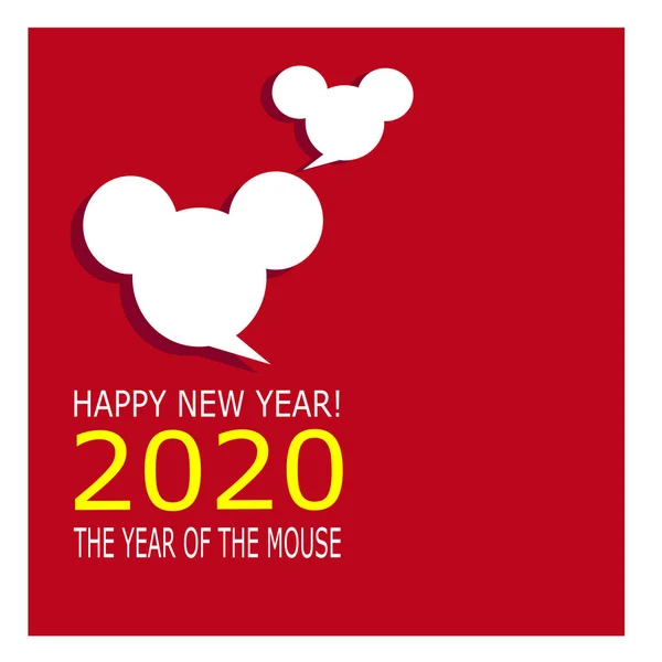 kartpostal yeni yıl 2020. Çin takviminde fare nin yılı. Kırmızı arka planda fareyi şekillendirme