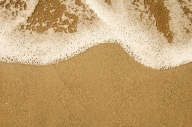deniz köpüğünün ve sarı kumların arka planı