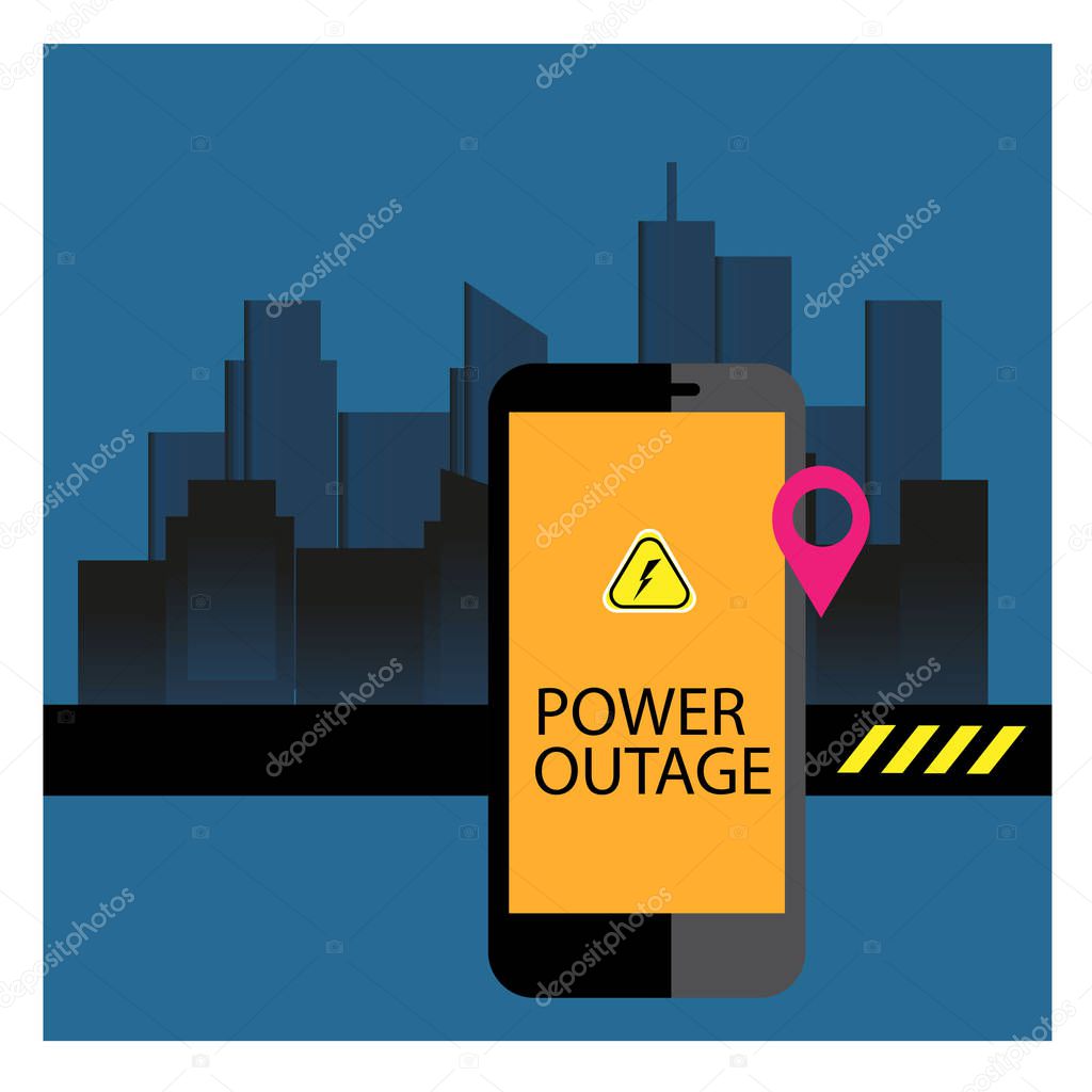 Power Outage In The Metropolis The Call From The Mobile Phone Geotag Premium Vector In Adobe Illustrator Ai Ai Format Encapsulated Postscript Eps Eps Format