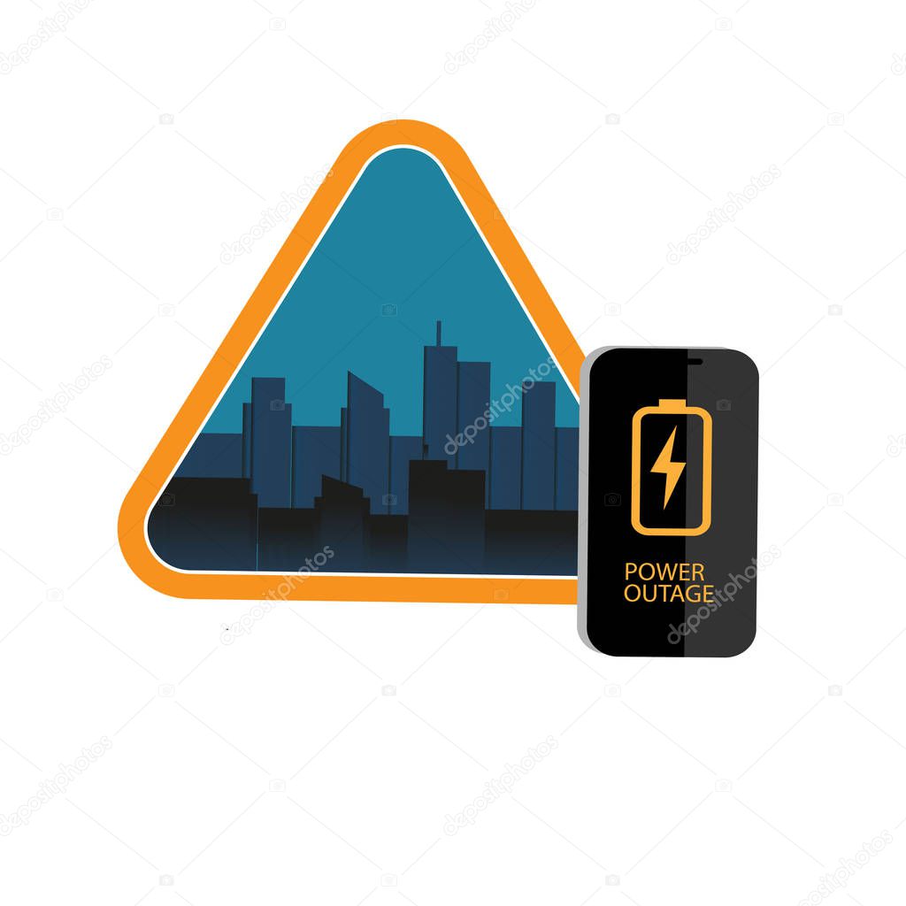 Power Outage A Warning Sign With A Silhouette Of The City And A Discharged Smartphone Blackout Vector Premium Vector In Adobe Illustrator Ai Ai Format Encapsulated Postscript Eps Eps Format