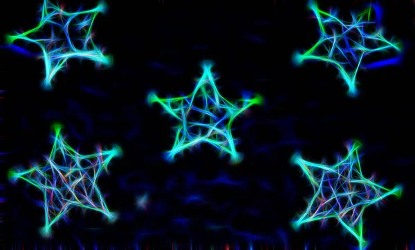 Figura arte estrellas de neón sobre un fondo oscuro — Foto de Stock