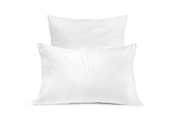 Dos almohadas blancas en fila aisladas, almohadas sobre fondo blanco — Foto de Stock