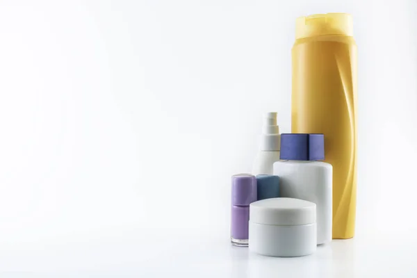 Personal care products. Background in white color close-up. It was taken in the studio. — Stock Photo, Image