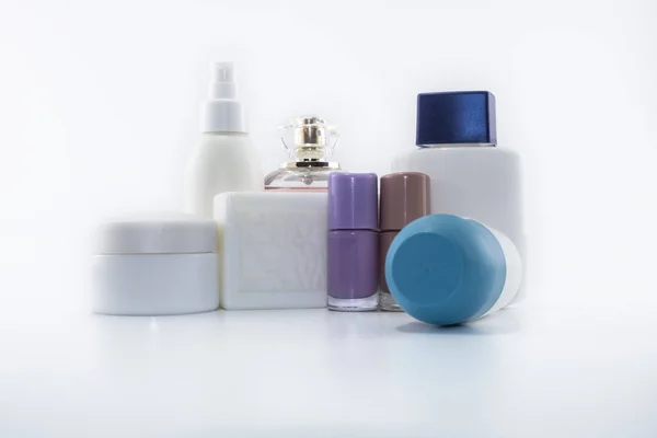 Personal care products. Background in white color close-up. It was taken in the studio.