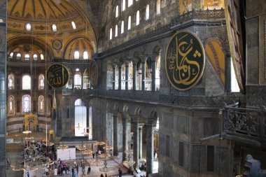 İstanbul, Türkiye - 19 Eylül-2019: Ayasofya Müzesi'nin iç mekanlarının yakın çekimi.