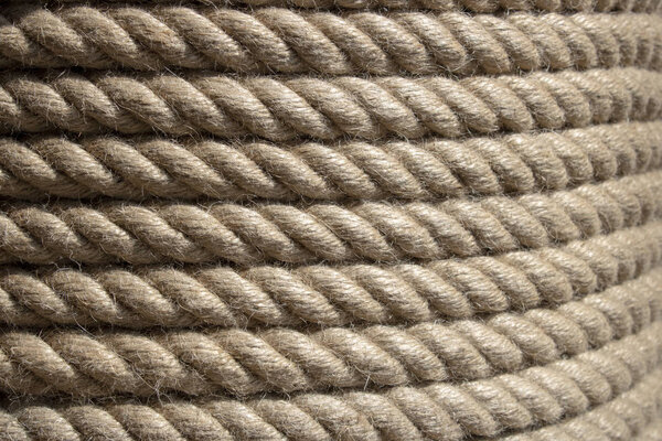 Rope wrapped on reel close up on sale in the store.