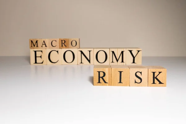 Bedrijfsconcept Macro Economy Risk Woorden Zijn Geschreven Met Houten Blokjes — Stockfoto