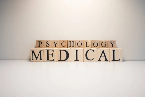 Medical Psychology Text Wooden Cubes Term Psychology Profession Close — Stock Photo, Image