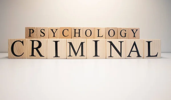 来自木制立方体的犯罪心理学文本 心理学这个术语 靠近点 — 图库照片