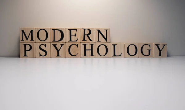 Modern Psychology Text Wooden Cubes Term Psychology Profession Close — Stock Photo, Image