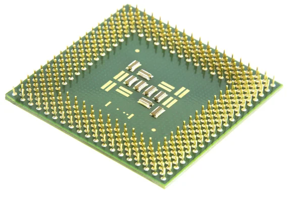 Green Processor Gold Pins Smd Components — Stock Photo, Image