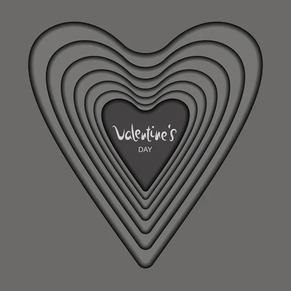 Happy Valentine Day Logo Emblem Postcard Invitation Card Image Cut — Stock Vector