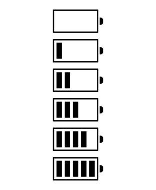 Elektronik piller şarj sayısının düz simgeleri, uygulamalar ve Web siteleri için mobil cihazlar. Vektör Illustration