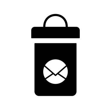 Düz doğrusal tasarım. Uygulamalar ve Web siteleri için okunmamış bir iletiyi veya mektubu silmek için düz simge. Vektör Illustration. Ballot kutusu ve dikdörtgen zarf