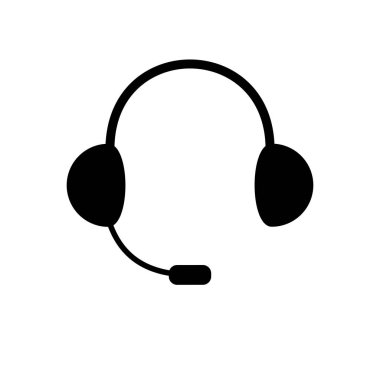 Uygulamalar, ortak alanlar ve Web siteleri için mikrofona sahip düz kulaklık simgesi. Vektör Illustration