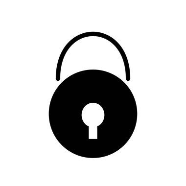 Düz doğrusal tasarım. Uygulamalar ve Web siteleri için düz kilitli kilit simgesi. Vektör Illustration. Kilit karakteri