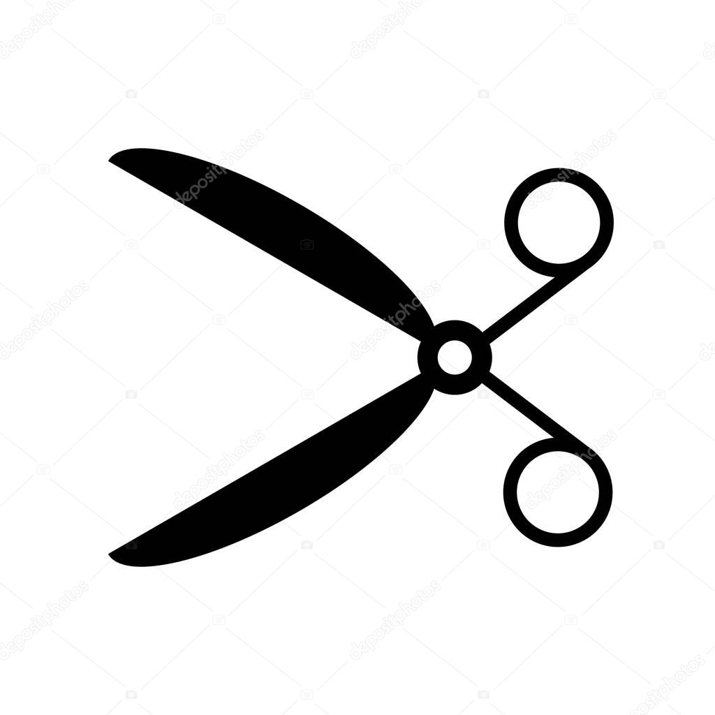 Flat icon cutting scissors for applications, public places and web sites. Vector illustration