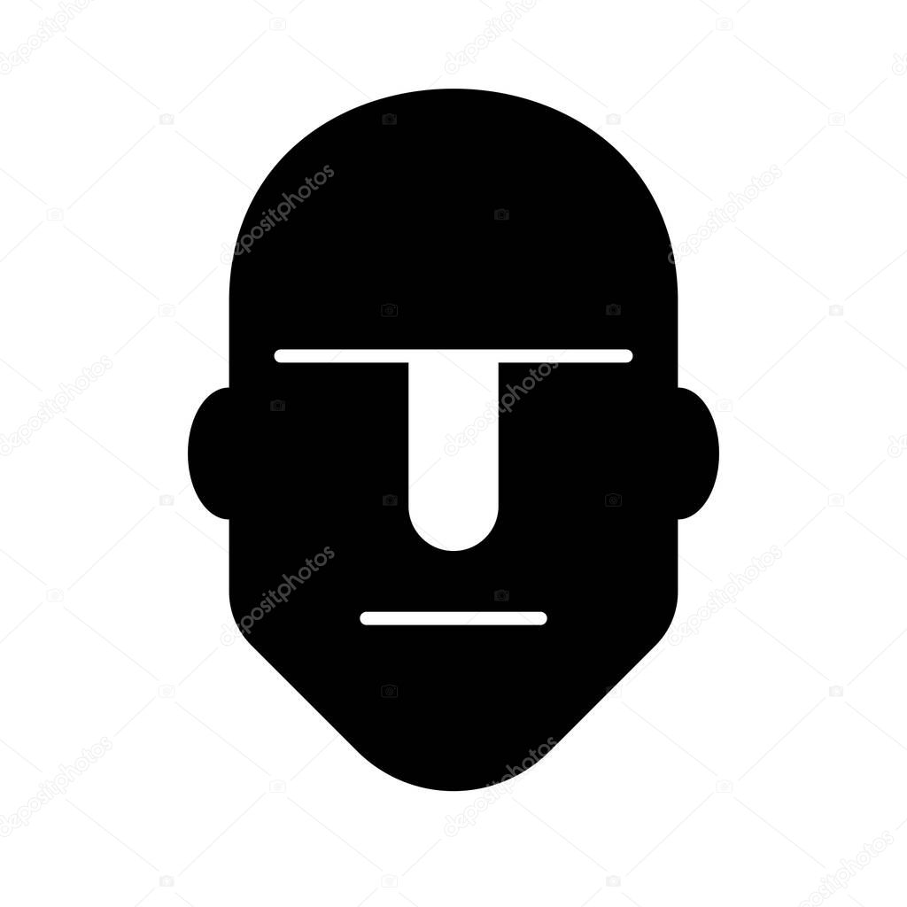 Flat linear design. Flat man icon for apps and websites. Vector illustration. The head of a man in black and white.