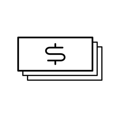 Düz kağıt notu simgesi. Bir dolar para işareti ile kağıt para. Vektör Illustration.