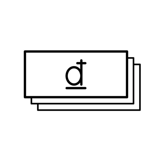 Düz Kağıt Notu Simgesi Bir Dong Para Işareti Ile Kağıt — Stok Vektör