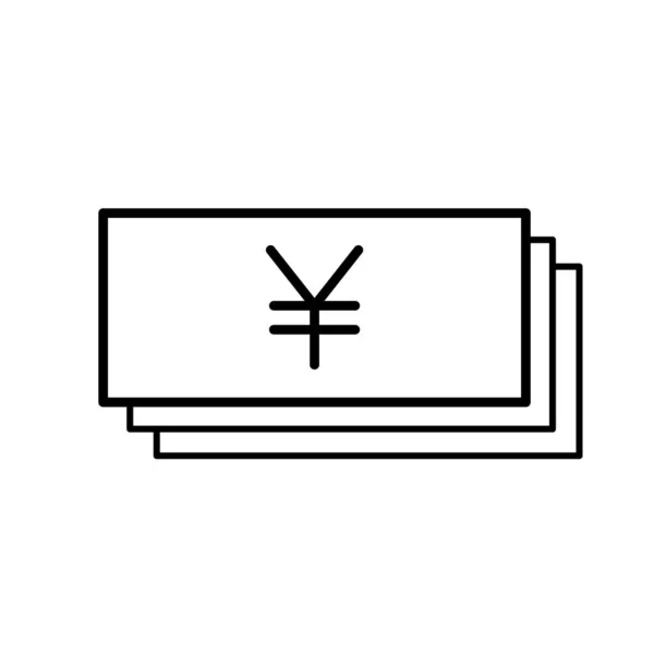 Flachbild Zettelsymbol Papiergeld Mit Einem Yen Geldzeichen Vektorillustration — Stockvektor