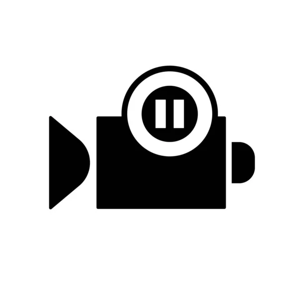 Плоский Линейный Дизайн Плоский Значок Видеокамеры Табличкой Паузы Приложений Веб — стоковый вектор