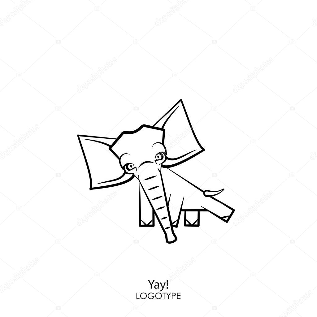 Cartoon character of african and indian animal. Funny cute little elephant goes dancing. Vector. Conceptual. Hooray! Hurray!