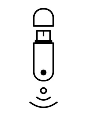 Uygulamalar, kamu yerleri ve Web siteleri için düz Flash sürücü simgesi. Vektör Illustration. Siluet anahtarı. Elektronik otomatik taşıma bilgileri ve verileri.