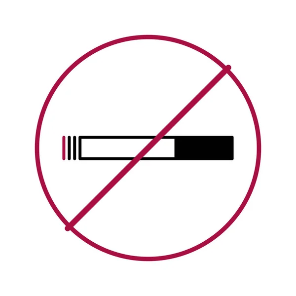 Vlak Verbodsteken Rook Niet Een Brandende Sigaret Gekruist Een Cirkel — Stockvector