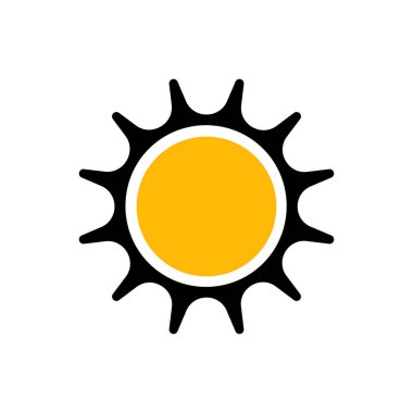 Uygulamalar, kamu yerleri ve Web siteleri için düz güneş simgesi. Vektör Illustration.